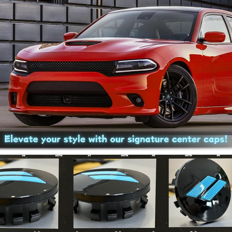 BINQIGOO 4PCS 63mm=2.5 inch Slash Wheel Center Cap Covers Fit for Dodge Charger Durango Dart 2015 2016-2020 Jeep/Chrysler Hubcaps Trim - Image 4